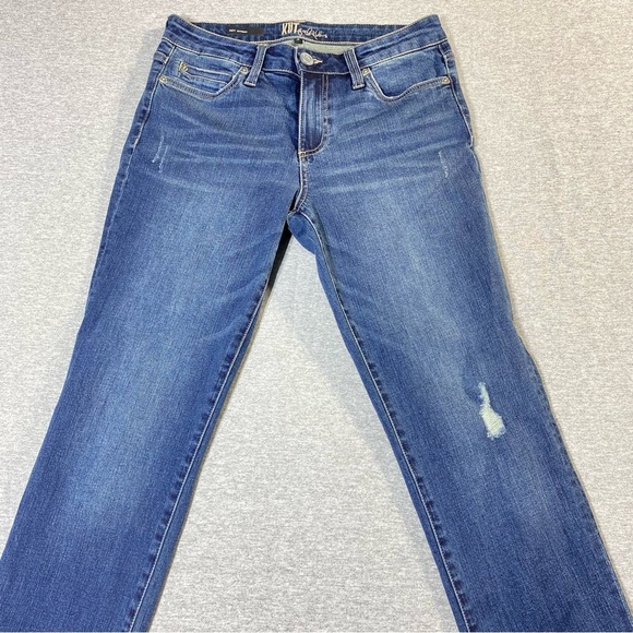 KUT from the Kloth Jeans Women 2 Blue Katy Boyfriend Distressed Mid Rise Stretch - Picture 2 of 13